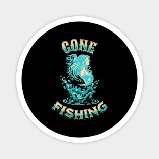 Gone Fishing Mermaid Sunset Magnet